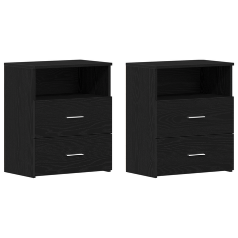 vidaXL Nightstands Set of 2 Black Oak 50x32x60cm Made of Engineered Wood