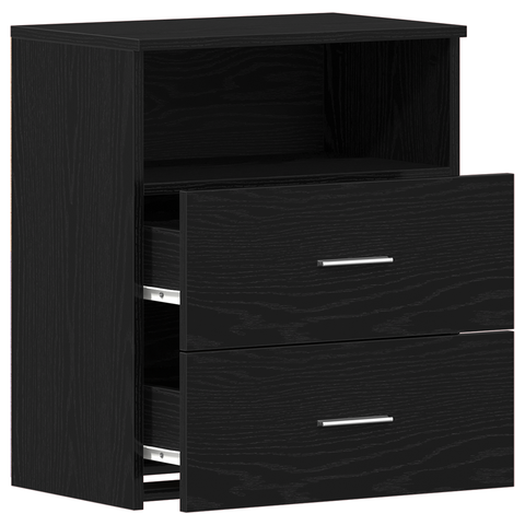 vidaXL Nightstands Set of 2 Black Oak 50x32x60cm Made of Engineered Wood