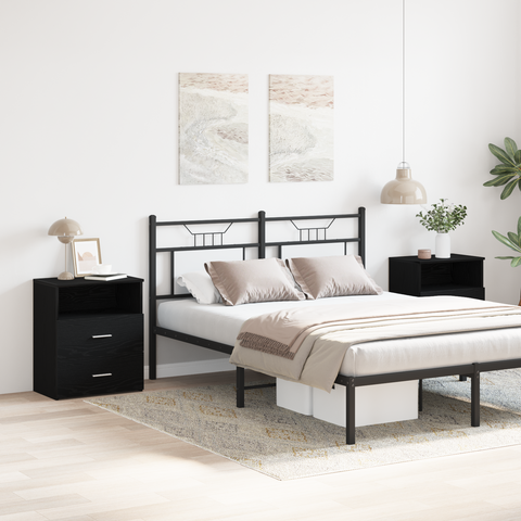 vidaXL Nightstands Set of 2 Black Oak 50x32x60cm Made of Engineered Wood