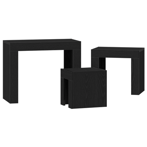 vidaXL 3-Piece Nesting Coffee Table Set - Black Oak Engineered Wood