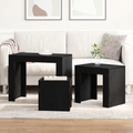 vidaXL 3-Piece Nesting Coffee Table Set - Black Oak Engineered Wood