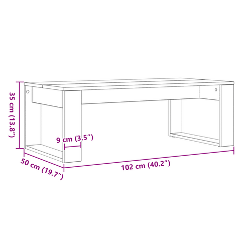 vidaXL Black Oak Coffee Table 102x50x35 cm Made of Engineered Wood