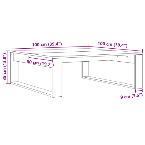 vidaXL Black Oak Coffee Table - 100x100x35 cm Made from Engineered Wood