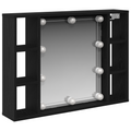 vidaXL Mirror Cabinet Black oak 76 x 15 x 55 cm Engineered wood