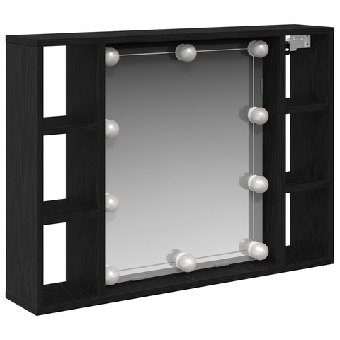 vidaXL Mirror Cabinet Black oak 76 x 15 x 55 cm Engineered wood