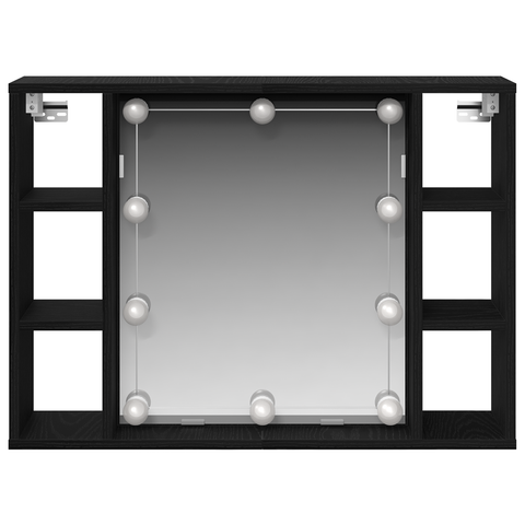 vidaXL Mirror Cabinet Black oak 76 x 15 x 55 cm Engineered wood