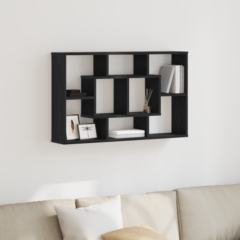 vidaXL Wall Shelf - Black Oak, 85 x 16 x 52.5 cm, Made of Engineered Wood
