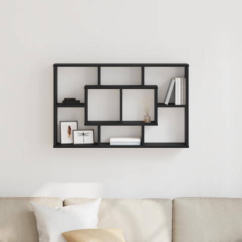 vidaXL Wall Shelf - Black Oak, 85 x 16 x 52.5 cm, Made of Engineered Wood