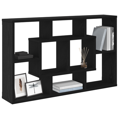vidaXL Wall Shelf - Black Oak, 85 x 16 x 52.5 cm, Made of Engineered Wood