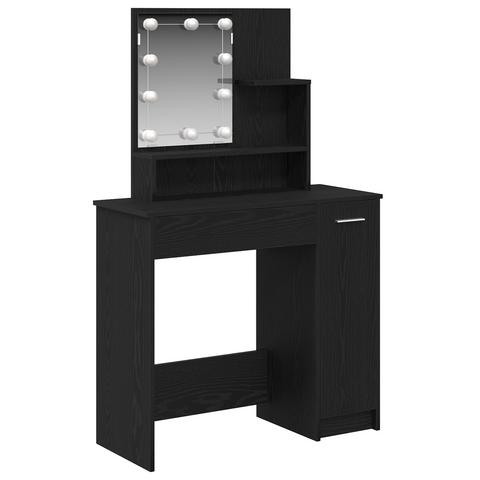 vidaXL LED Dressing Table in Black Oak - 86.5 x 35 x 136 cm