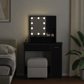 vidaXL LED Dressing Table in Black Oak - 86.5 x 35 x 136 cm