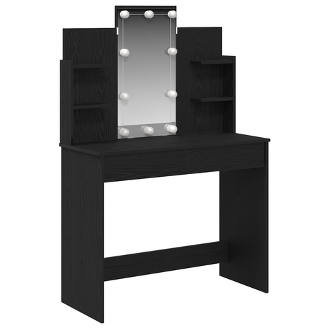 vidaXL Dressing Table with LED Lights Black Oak 96x40x142 cm