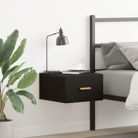 vidaXL Wall-mounted Bedside Cabinet Black Oak 35x35x20 cm