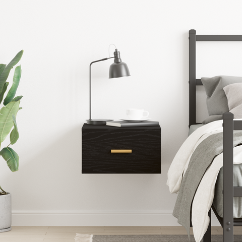 vidaXL Wall-mounted Bedside Cabinet Black Oak 35x35x20 cm