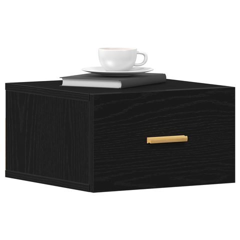 vidaXL Wall-mounted Bedside Cabinet Black Oak 35x35x20 cm