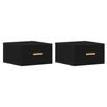 vidaXL Wall-mounted Bedside Cabinets 2 pcs Black Oak 35x35x20 cm