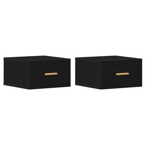 vidaXL Wall-mounted Bedside Cabinets 2 pcs Black Oak 35x35x20 cm