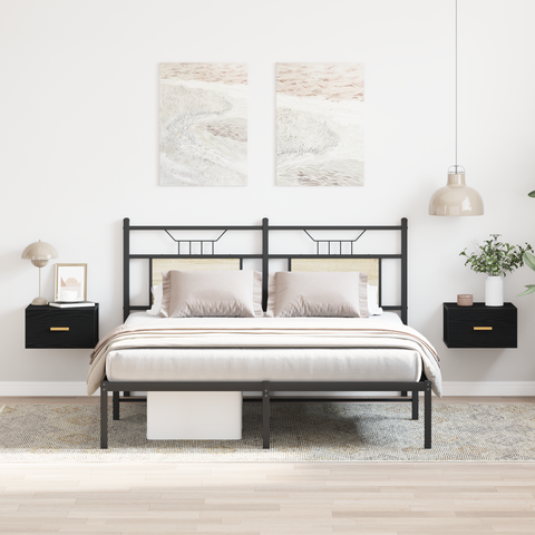 vidaXL Wall-mounted Bedside Cabinets 2 pcs Black Oak 35x35x20 cm