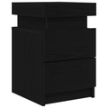 vidaXL Bedside Cabinet with LED Lights Black Oak 35x39x55 cm
