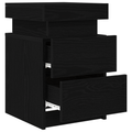 vidaXL Bedside Cabinet with LED Lights Black Oak 35x39x55 cm