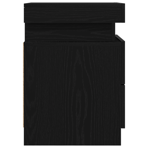 vidaXL Bedside Cabinet with LED Lights Black Oak 35x39x55 cm
