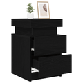 vidaXL Bedside Cabinet with LED Lights Black Oak 35x39x55 cm