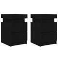 vidaXL Bedside Cabinet with LED Lights 2 pcs Black Oak 35x39x55 cm
