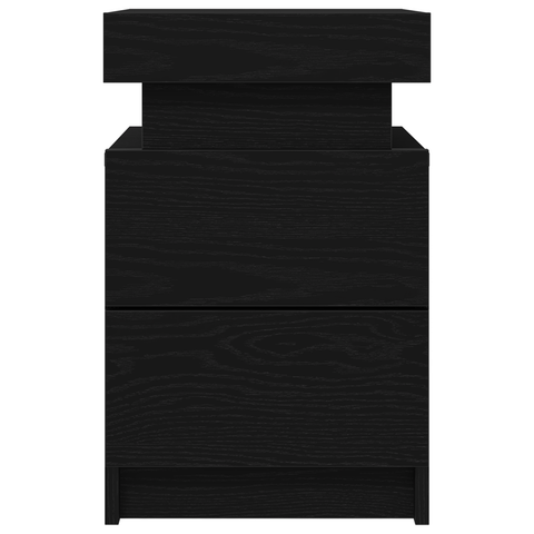 vidaXL Bedside Cabinet with LED Lights 2 pcs Black Oak 35x39x55 cm