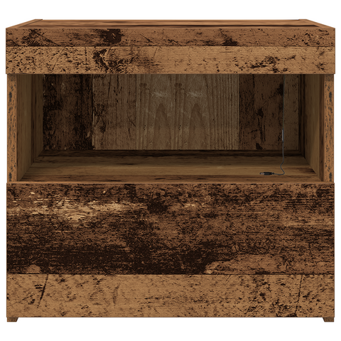 vidaXL Bedside Cabinet with LED Lights Old Wood 50x40x45 cm