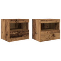 vidaXL Bedside Cabinets with LED Lights 2 pcs Old Wood 50x40x45 cm