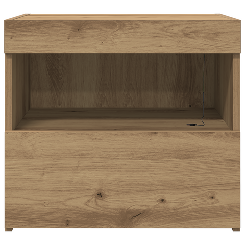 vidaXL Bedside Cabinet with LED Lights Artisan Oak 50x40x45 cm