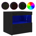 vidaXL Bedside Cabinet with LED Lights Black Oak 50x40x45 cm