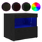 vidaXL Bedside Cabinet with LED Lights Black Oak 50x40x45 cm
