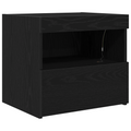 vidaXL Bedside Cabinet with LED Lights Black Oak 50x40x45 cm