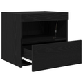 vidaXL Bedside Cabinet with LED Lights Black Oak 50x40x45 cm
