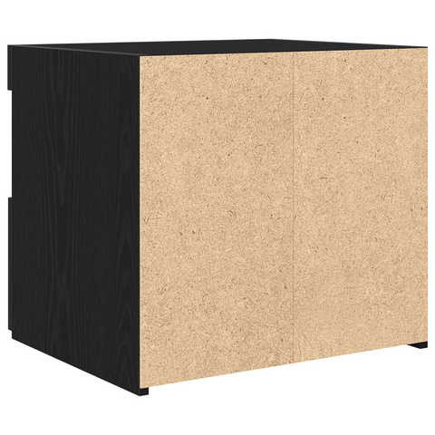 vidaXL Bedside Cabinet with LED Lights Black Oak 50x40x45 cm