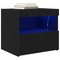 vidaXL Bedside Cabinets with LED Lights 2 pcs Black Oak 50x40x45 cm