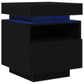 vidaXL Bedside Cabinet with LED Lights Black Oak 40x39x48,5 cm