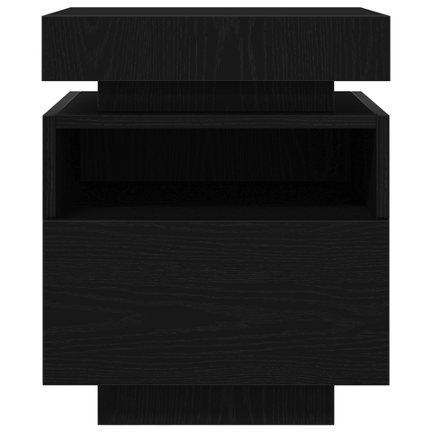 vidaXL Bedside Cabinet with LED Lights Black Oak 40x39x48,5 cm