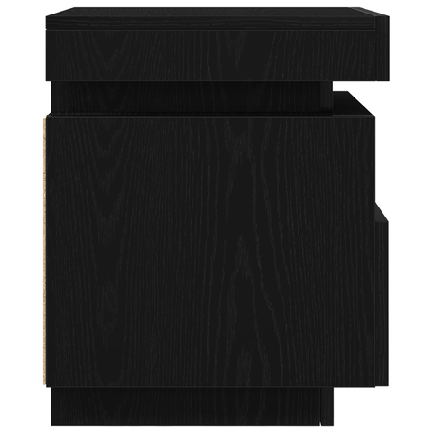 vidaXL Bedside Cabinet with LED Lights Black Oak 40x39x48,5 cm