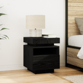 vidaXL Bedside Cabinet with LED Lights Black Oak 40x39x48,5 cm