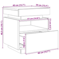 vidaXL Bedside Cabinet with LED Lights Black Oak 40x39x48,5 cm