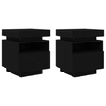 vidaXL Bedside Cabinet with LED Lights 2 pcs Black Oak 40x39x48,5 cm