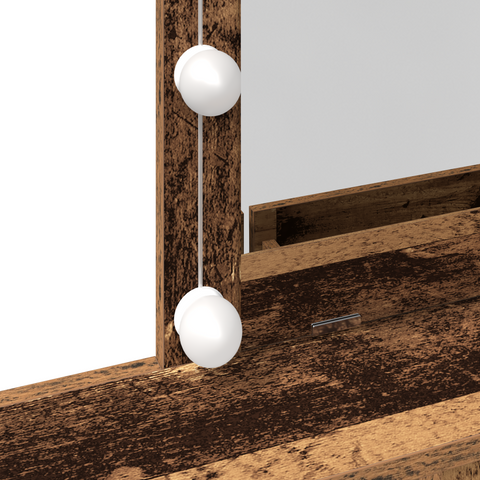 vidaXL Dressing Table with Mirror&LED Lights Old Wood Engineered Wood