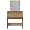 vidaXL Dressing Table with Mirror and LEDs Artisan Oak Engineered Wood