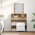 vidaXL Dressing Table with Mirror and LEDs Artisan Oak Engineered Wood