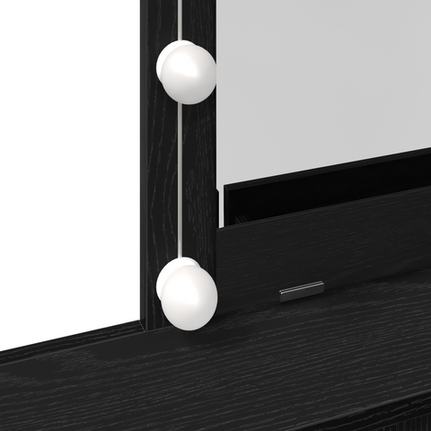 vidaXL Dressing Table with Mirror&LED Lights Black Oak Engineered Wood