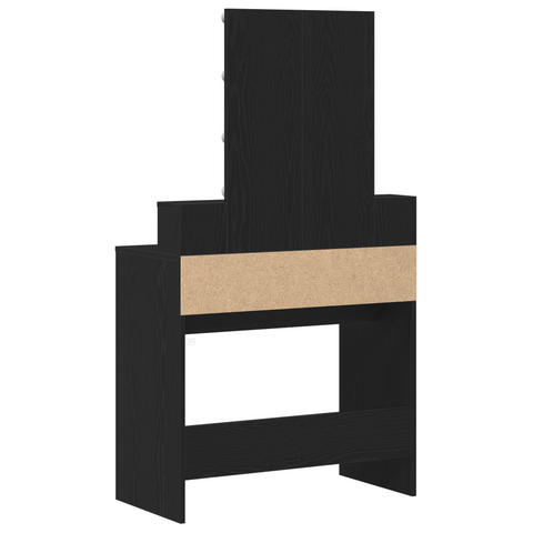 vidaXL Dressing Table with Mirror&LED Lights Black Oak Engineered Wood