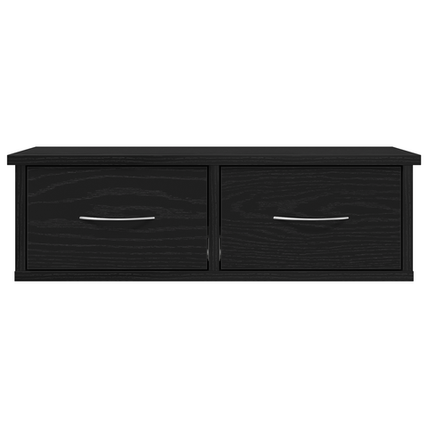 vidaXL Wall-mounted Drawer Shelf Black Oak 60x26x18,5cm Engineered Wood