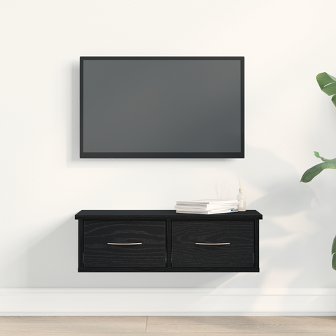 vidaXL Wall-mounted Drawer Shelf Black Oak 60x26x18,5cm Engineered Wood